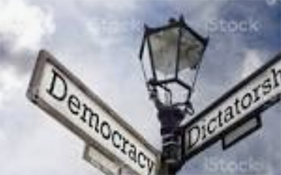 Street sign – democracy or dictatorship?